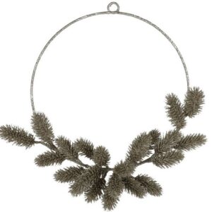 BURI Dekokranz Weihnachten Metallkranz gold 30cm mit Tannenzweigen Advent Dekoration