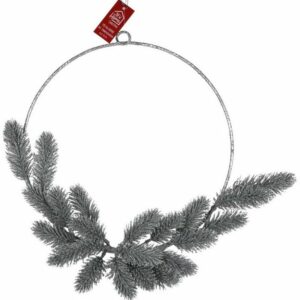 BURI Dekokranz Weihnachten Metallkranz silber 30cm mit Tannenzweigen Advent Dekoratio