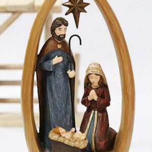 Fanci Home Krippe Weihnachtsdeko W2 ca. 22,5cm (1-tlg), Handbemalte Krippe heilige Familie Advent Dekoration aus Holz