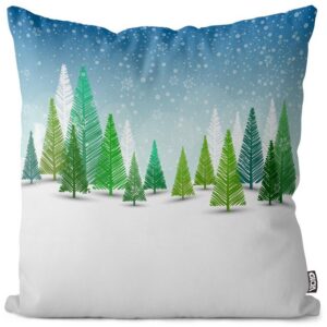 Kissenbezug, VOID (1 Stück), Sofa-Kissen Winter Wald Design Norwegen Märchen Weihnachten Schnee Dekoration Deko Tannenbaum Advent Landschaft Bäume