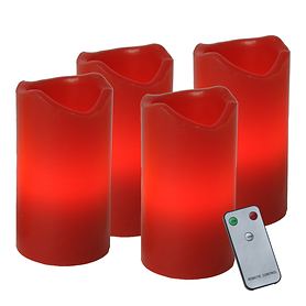 LED-Stumpenkerzen 4er-Set 'Advent' rot inkl. Fernbed.