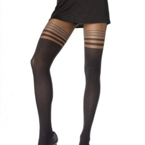 Leg Avenue Kostüm Schwarze Strumpfhose mit Streifen-Muster, Unverzichtbares Accessoire für Damen, vielseitig kombinierbares Kostümzubehör