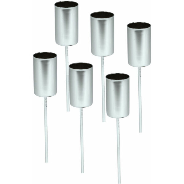 Tafelkerzen Pick 6er Set - silber - Kerzen Stecker für Advents und Weihnachts Gesteck - Kerzenpick für Stabkerzen