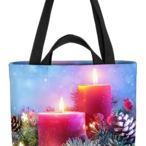 VOID Henkeltasche (1-tlg), Adventskerzen Kranz Winter Adventskranz Weihnachten Feiertage Advent Ker