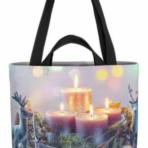 VOID Henkeltasche (1-tlg), Adventskranz Rentier Advent Adventskranz Schmuck basteln Dekoration deko