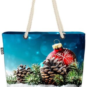 VOID Strandtasche (1-tlg), Advent Tannenzapfen Winter Beach Bag Christbaum Tannenbaum Christbaumkugel Kuge