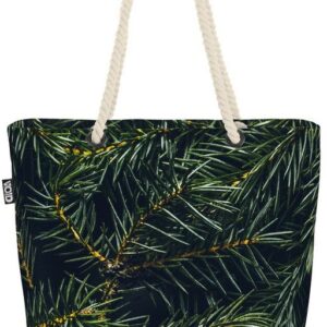 VOID Strandtasche (1-tlg), Tannenzweig Advent Winter Beach Bag Tannenzweig Tanne Tannenbaum Pflanzen Baum