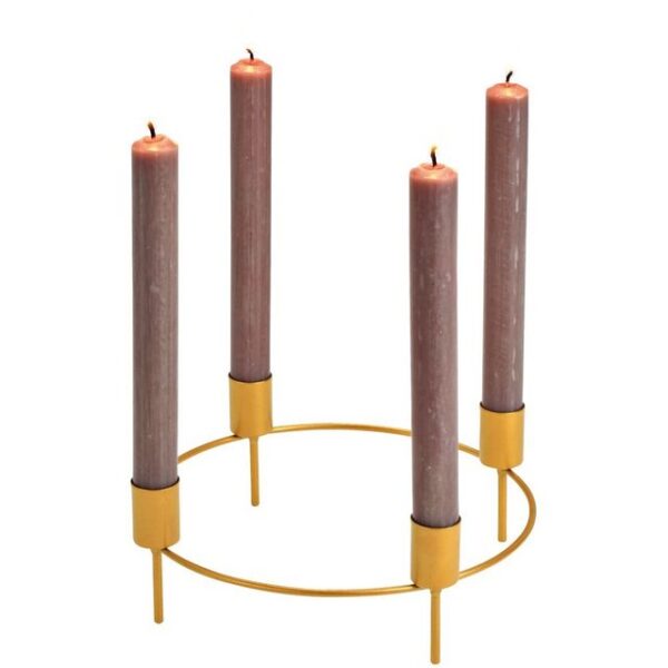 matches21 HOME & HOBBY Kerzenhalter Adventskranz für 4 Stabkerzen Advent gold Metall Ø 22x8 cm