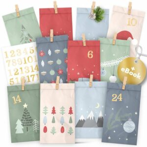 Amari befüllbarer Adventskalender AMARI® Adventskalender Tüten zum Befüllen mit Holzklammern