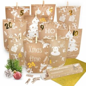 Amari befüllbarer Adventskalender AMARI® Adventskalender Tüten zum Befüllen mit Holzklammern