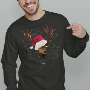 Art & Detail Shirt Weihnachtssweatshirt Weihnachten Santa Hirsch mit Weihnachtsmütze