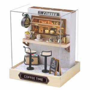 Cute Room 3D-Puzzle Puppenhaus Miniatur DIY Modellbausatz Mini Kaffee, Puzzleteile, 3D-Puzzle Modellbausatz 1:24 mit Möbeln zum Basteln-Serie Mini Szenen