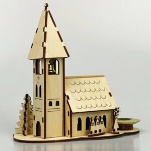 DeColibri Kreativset Bastelset Basteln Weihnachten Holz Kirche, (Bastelset zum Bemalen und Gestalten), Made in Germany