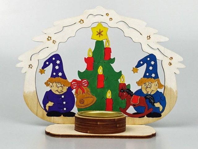 DeColibri Kreativset Bastelset Basteln Weihnachten Holz Wichtel Baum, (Bastelset zum Bemalen und Gestalten), Made in Germany