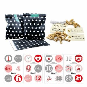 Frau WUNDERVoll Kalender zum Selbstbasteln DIY Adventskalender Bescherung zum befüllen, Papie