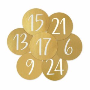 Frau WUNDERVoll Sticker 24 Adventskalenderzahlen XL gold (6 cm)