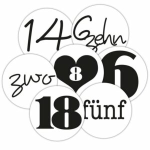 Frau WUNDERVoll Sticker 48 Adventskalenderzahlen Ø 4 cm, in verschiedenen