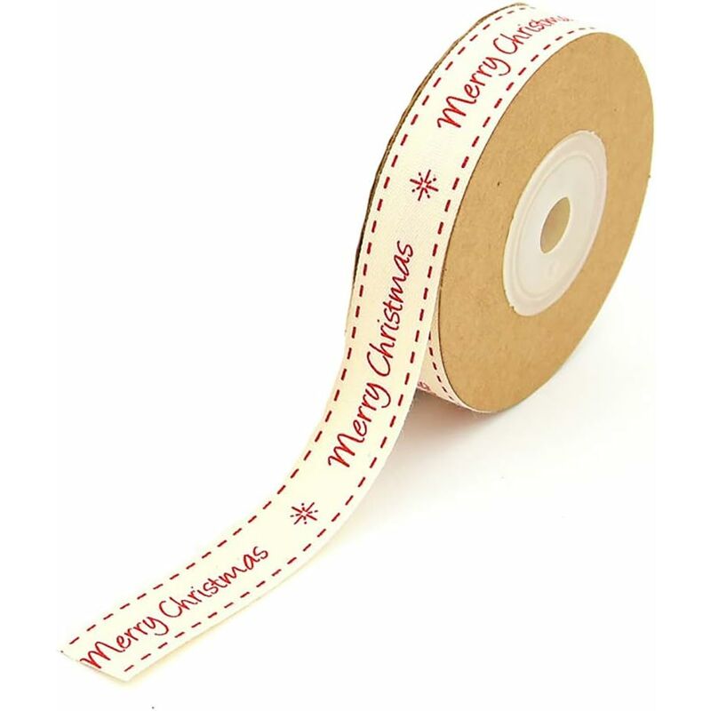 Frohe Weihnachten bedrucktes Weihnachtsband zum Basteln, 10 m, 1,5 cm breit