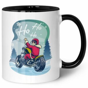 GRAVURZEILE Tasse mit Weihnachtsmotiv - Geschenke für Frauen & Männer zu Weihnachten, Spülmaschinenfest - Mikrowellengeeginet - Cool Santa - Schwarz & Weiß