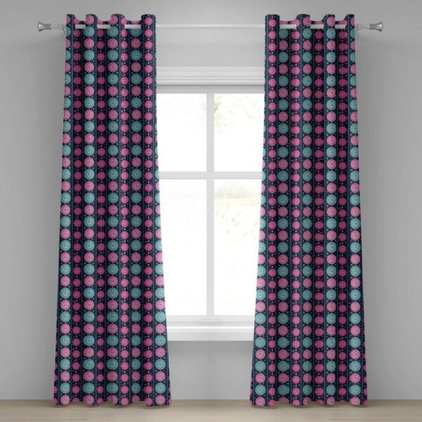 Gardine Dekorative 2-Panel-Fenstervorhänge für Schlafzimmer Wohnzimmer, Abakuhaus, Weihnachten floral Kreise