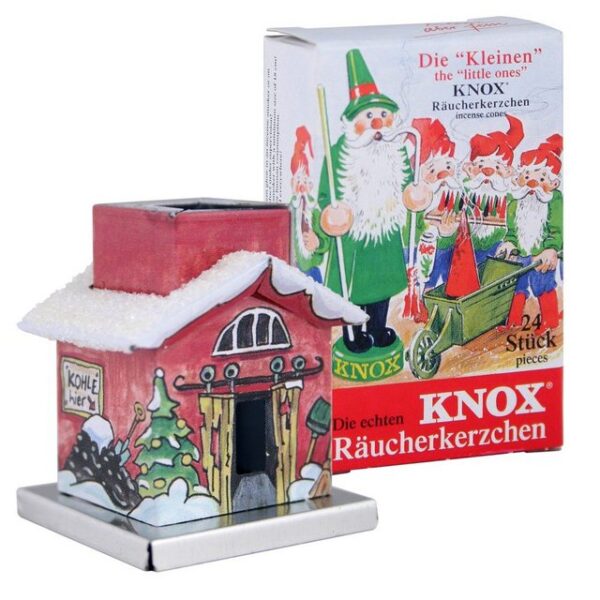 KNOX Räucherhaus Heizhaus (Mini) inkl. 24 Räucherkerzen "Bunte Mischung", Räucherkerzen Größe S, Räucherhaus aus Metall