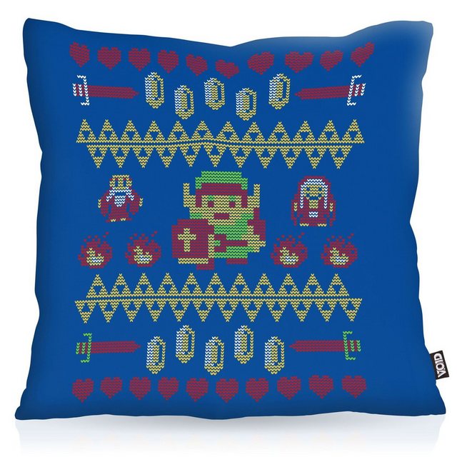 Kissenbezug, VOID, Sofa-Kissen Link Ugly Christmas Sweater zelda game weihnachten boy xmas