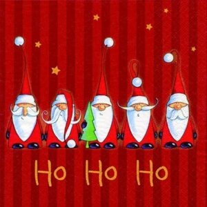 Linoows Papierserviette 20 Servietten Weihnachten, Weihnachtsmänner singen Ho Ho Ho, Motiv Weihnachten, Weihnachtsmänner singen Ho Ho Ho