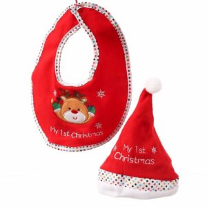 MARELIDA Lätzchen Babyset Weihnachtsmütze Lätzchen Geschenkset mein erstes Weihnachten, (1-St)