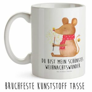 Mr. & Mrs. Panda Kinderbecher Weihnachtsmaus - Weiß - Geschenk, Tasse, Kindergarten, Weihnachten, N, Kunststoff