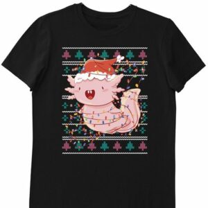 Quattro Formatee Kurzarmshirt Axolotl Amphibie Lichterkette Weihnachten Ugly (1-tlg)