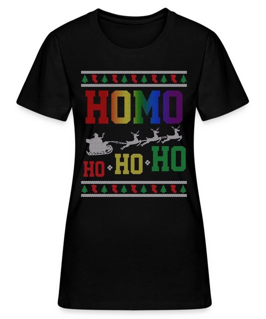 Quattro Formatee Kurzarmshirt Homo Ho Weihnachten - Stolz Regenbogen LGBT Gay Pride Damen T-Shirt (1-tlg)