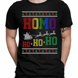 Quattro Formatee Kurzarmshirt Homo Ho Weihnachten - Stolz Regenbogen LGBT Gay Pride Herren T-Shirt (1-tlg)