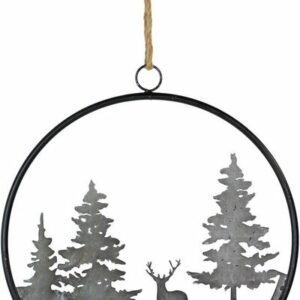 RIFFELMACHER & WEINBERGER Dekohänger Wald, Weihnachtsdeko, Dekoring, Metalldeko zu Weihnachten, Ø 33 cm