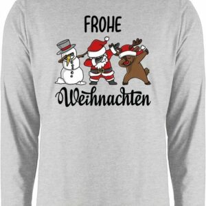 Shirtracer Rundhalsshirt Frohe Weihnachten mit Dabbing Figuren - schwarz - Weihachten Kleidung - Herren Langarmshirt frohe weihnachten shirt - weihnachtsoutfit lustig langarmshirt