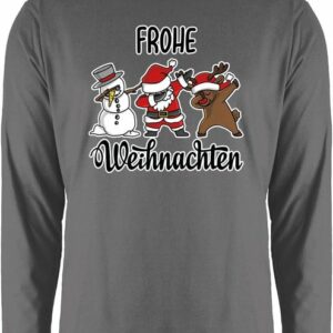 Shirtracer Rundhalsshirt Frohe Weihnachten mit Dabbing Figuren - weiß - Weihachten Kleidung - Herren Langarmshirt langarmshirt weihnachten herren - weihnachts t shirt men