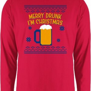 Shirtracer Rundhalsshirt Ugly Christmas Merry Drunk I'm Christmas - Weihachten Kleidung - Herren Langarmshirt merry drunk - weihnachts langarmshirt - ugly christmas