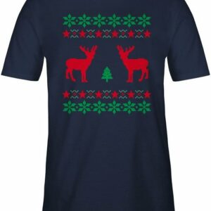 Shirtracer T-Shirt Norweger Pixel Rentier Weihnachten - Weihachten Kleidung - Herren Premium T-Shirt blau geschenk - weihnacht shirt herren - rentier tshirt - reindeer