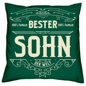 Soreso® Dekokissen Kissen Bester Sohn Kissenbezug und Füllung, Geschenk Geburstag Weihnachten