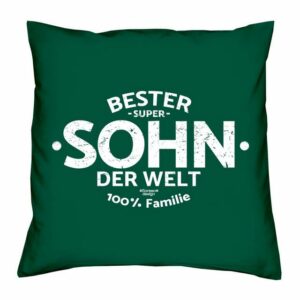 Soreso® Dekokissen Kissen Bester Sohn der Welt Kissenbezug und Füllung, Geschenk Geburstag Weihnachten