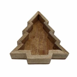 Spetebo Dekoteller Mango Dekoschale Tannenbaum - 24,5 x 21 cm (Packung, 1 tlg), Holz Tischdeko für Weihnachten