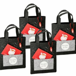 Spetebo Geschenkpapier Filz Weihnachts Geschentasche anthrazit - 4er Set, (4St), Stofftasche Flaschentüte Wichtelgeschenk