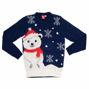 United Labels® Weihnachtssweatshirt Weihnachtspullover - Eisbär Ugly Christmas Sweater Unisex Blau