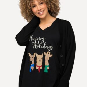 Weihnachts-Shirt, Tiere, A-Linie, V-Ausschnitt, Halbarm