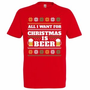 Youth Designz Print-Shirt Herren T-Shirt ALL I WANT FOR CHRISTMAS IS BEER mit lustigem Weihnachten & Bier Spruch