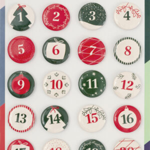 folia Adventskalender-Buttons , Classic, , aus Blech, 1 - 24