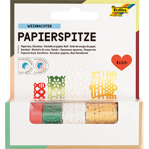 folia Papierspitze Weihnachten Deko-Klebeband glänzend 10,0/15,0/17,0/23,0 mm x 1,0 m 4 Rollen