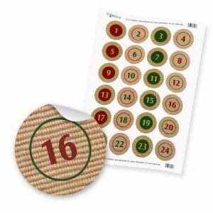 itenga Aufkleber Zahlensticker Z10 1-24 Design Jute grün rot