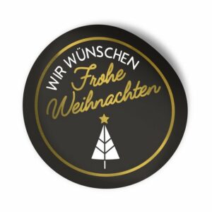 itenga Aufkleber itenga 24x Sticker Wir wünschen Frohe Weihnachten schwarz weiß gold