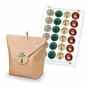 itenga Geschenkpapier SET Frohe Weihnachten Saarländisch (Motiv 53) Tüten+Klammern+Sticker