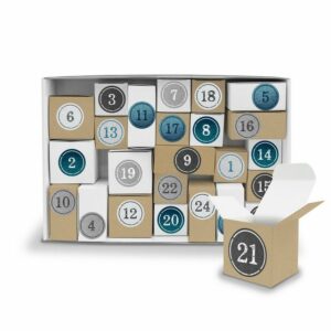 itenga befüllbarer Adventskalender Adventskalender Komplettset zum Füllen und Aufstellen + Sticker V12 Z